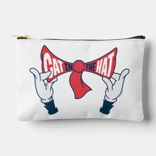 帽子の中の猫 | ネコ文字ボウタイ アクセサリーポーチ (正面)