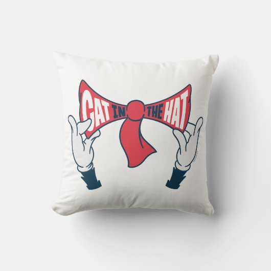 帽子の中の猫 | ネコ文字ボウタイ クッション (正面)