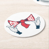 帽子の中の猫 | ネコ文字ボウタイ ラウンドペーパーコースター (アングル)