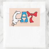 帽子の中の猫 | ネコ文字 長方形シール (バッグ)