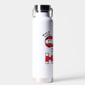 帽子の中の猫 | レッド&ホワイトストライプの文字 ウォーターボトル (正面)