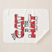 帽子の中の猫 | レッド&ホワイトストライプの文字 シェルパブランケット (正面(横))