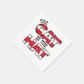 帽子の中の猫 | レッド&ホワイトストライプの文字 スタンダードカクテルナプキン (角)