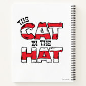 帽子の中の猫 | レッド&ホワイトストライプの文字 ノートブック (裏面)