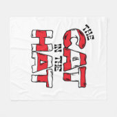 帽子の中の猫 | レッド&ホワイトストライプの文字 フリースブランケット (正面(横))