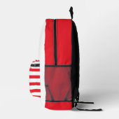 帽子の中の猫 | レッド&ホワイトストライプの文字 プリントバックパック (右)