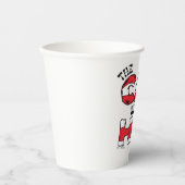 帽子の中の猫 | レッド&ホワイトストライプの文字 紙コップ (正面)