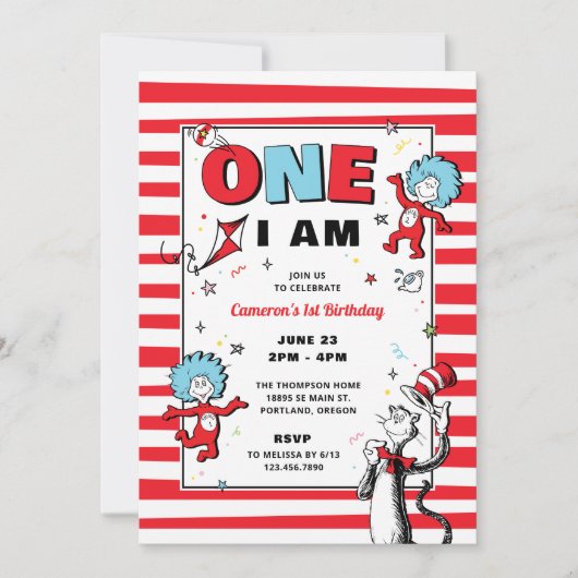 帽子の中の猫 | ワンアイアム誕生日 招待状 (正面)