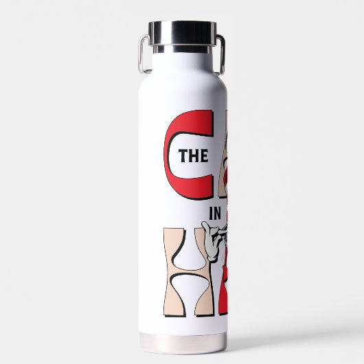 帽子の中の猫 | 帽子間抜けをかぶった猫 ウォーターボトル (正面)