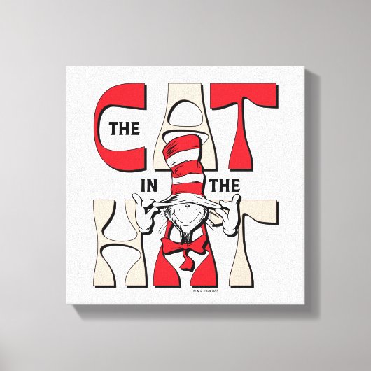 帽子の中の猫 | 帽子間抜けをかぶった猫 キャンバスプリント (正面)