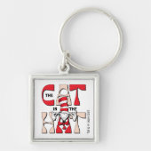 帽子の中の猫 | 帽子間抜けをかぶった猫 キーホルダー (正面)