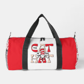 帽子の中の猫 | 帽子間抜けをかぶった猫 ダッフルバッグ (裏面)