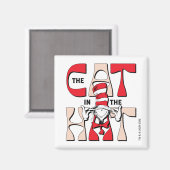 帽子の中の猫 | 帽子間抜けをかぶった猫 マグネット (正面/裏面)