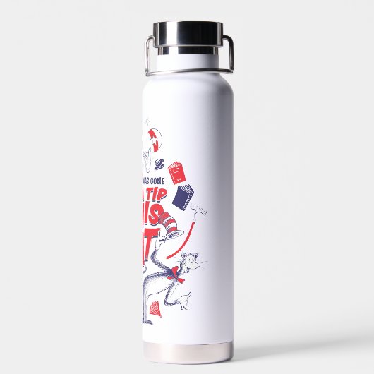 帽子の中の猫| 彼は帽子の先端を持って行ってしまった ウォーターボトル (背面)