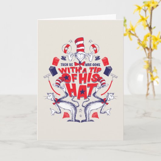 帽子の中の猫| 彼は帽子の先端を持って行ってしまった カード (黄色い花)