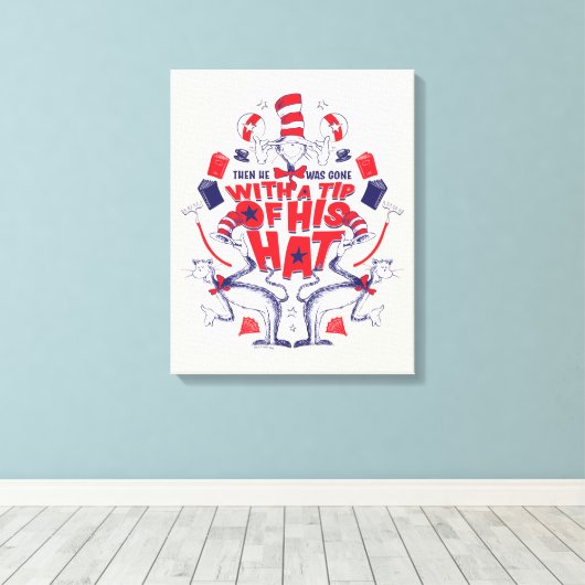 帽子の中の猫| 彼は帽子の先端を持って行ってしまった キャンバスプリント (インサイチュ (ウッドフロア))