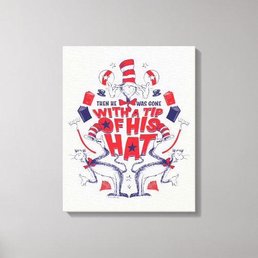 帽子の中の猫| 彼は帽子の先端を持って行ってしまった キャンバスプリント (正面)