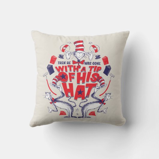 帽子の中の猫| 彼は帽子の先端を持って行ってしまった クッション (裏面)