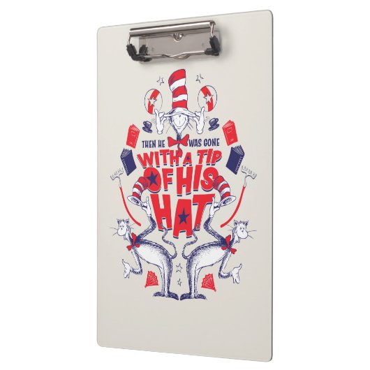 帽子の中の猫| 彼は帽子の先端を持って行ってしまった クリップボード (左)