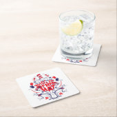 帽子の中の猫| 彼は帽子の先端を持って行ってしまった スクエアペーパーコースター (インサイチュ)