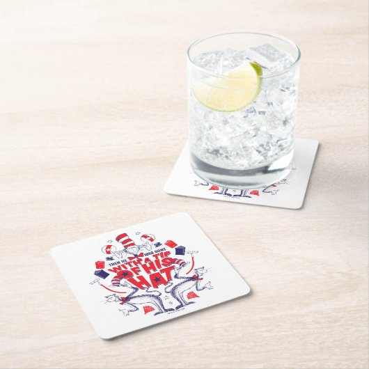 帽子の中の猫| 彼は帽子の先端を持って行ってしまった スクエアペーパーコースター (インサイチュ)