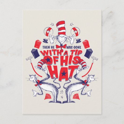 帽子の中の猫| 彼は帽子の先端を持って行ってしまった ポストカード (正面)