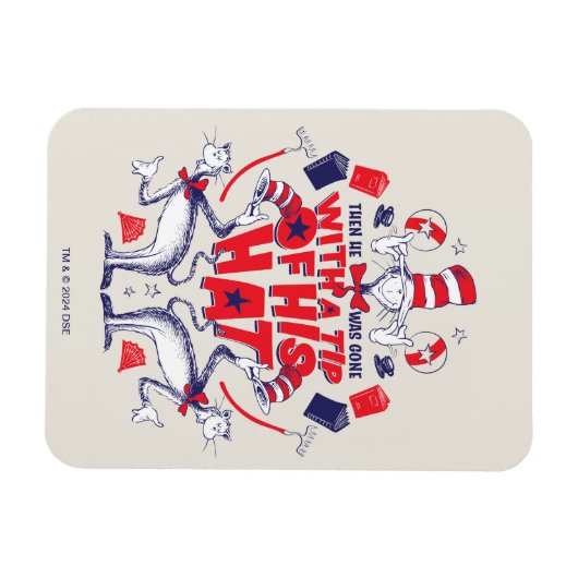 帽子の中の猫| 彼は帽子の先端を持って行ってしまった マグネット (横)