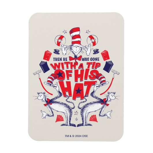 帽子の中の猫| 彼は帽子の先端を持って行ってしまった マグネット (縦)