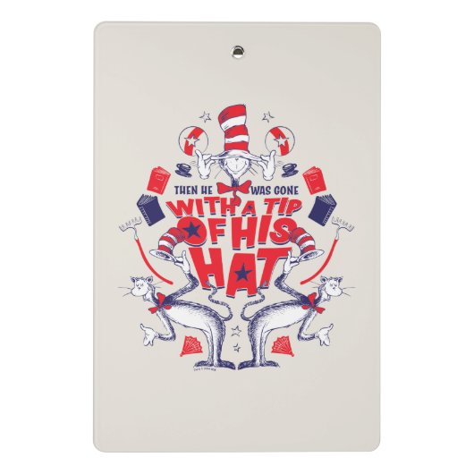 帽子の中の猫| 彼は帽子の先端を持って行ってしまった ミニクリップボード (裏面)