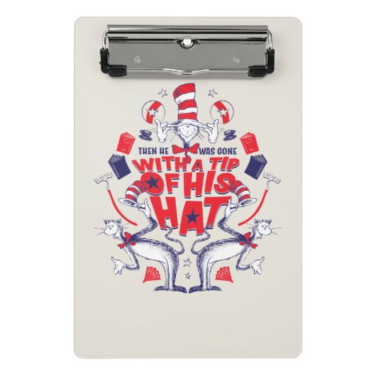 帽子の中の猫| 彼は帽子の先端を持って行ってしまった ミニクリップボード (正面)