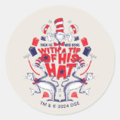 帽子の中の猫| 彼は帽子の先端を持って行ってしまった ラウンドシール (正面)