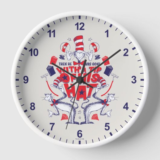 帽子の中の猫| 彼は帽子の先端を持って行ってしまった 壁時計 (正面)