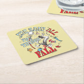 帽子の中の猫 | 我々はすべての物事を見た秋 スクエアペーパーコースター (アングル)