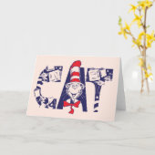 帽子の中の猫 | 猫顔文字 カード (黄色い花)