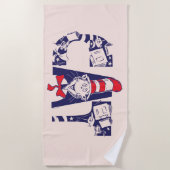 帽子の中の猫 | 猫顔文字 ビーチタオル (正面)