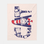 帽子の中の猫 | 猫顔文字 フリースブランケット (正面)