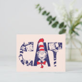 帽子の中の猫 | 猫顔文字 ポストカード (スタンド正面)