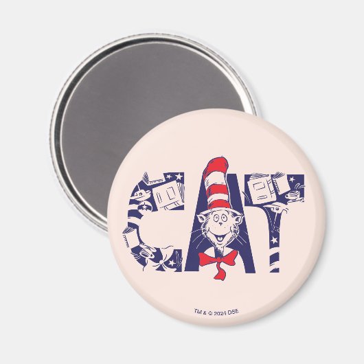 帽子の中の猫 | 猫顔文字 マグネット (正面/裏面)