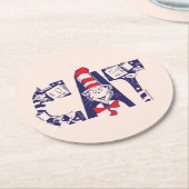 帽子の中の猫 | 猫顔文字 ラウンドペーパーコースター (アングル)