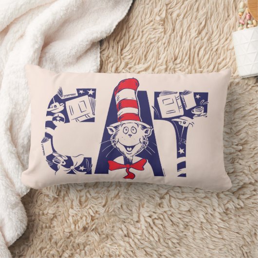 帽子の中の猫 | 猫顔文字 ランバークッション (ブランケット)