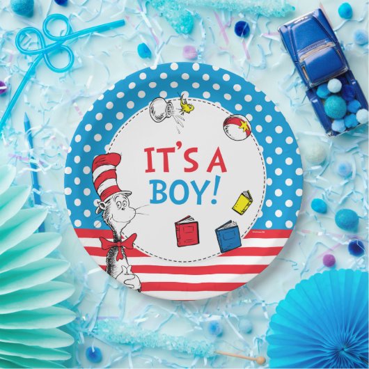 帽子の中の猫 |男の子の赤ちゃんシャワー ペーパープレート (パーティー)