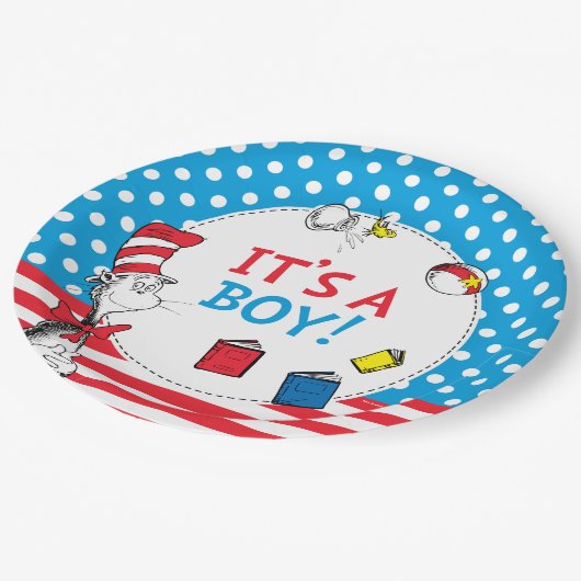 帽子の中の猫 |男の子の赤ちゃんシャワー ペーパープレート (アングル)