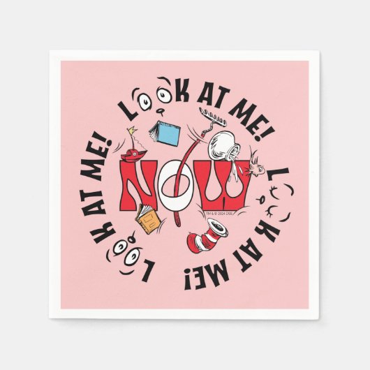 帽子の中の猫 | 私を見て！私を見て！ スタンダードカクテルナプキン (正面)