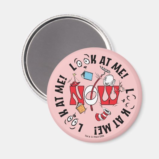 帽子の中の猫 | 私を見て!私を見て! マグネット (正面/裏面)