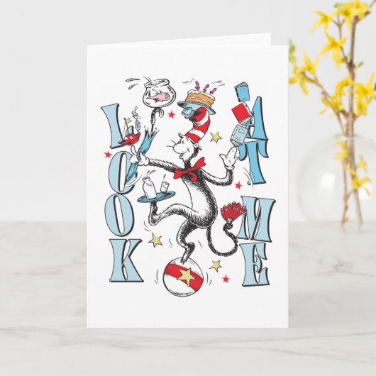 帽子の中の猫 | 見る カード (黄色い花)