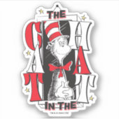 帽子の中の猫 | B&W文字 シール (正面)