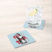 帽子の中の猫 | B&W文字 スクエアペーパーコースター (インサイチュ)