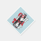 帽子の中の猫 | B&W文字 スタンダードカクテルナプキン (角)