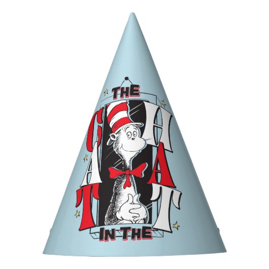 帽子の中の猫 | B&W文字 パーティーハット (正面)