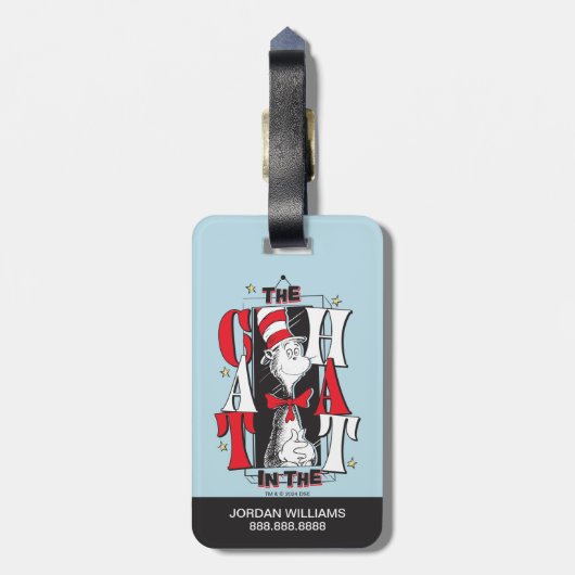 帽子の中の猫 | B&W文字 ラゲッジタグ (裏面縦)